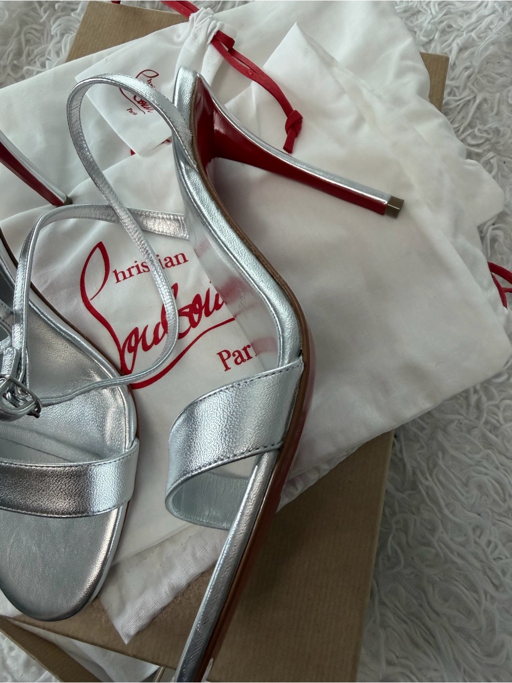Christian Louboutin "Miss Z" sandals in metallic silver leather - Picture 3 of 15